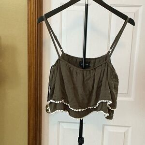 MINKPINK Brown Shorts with Pom-Pom Trim